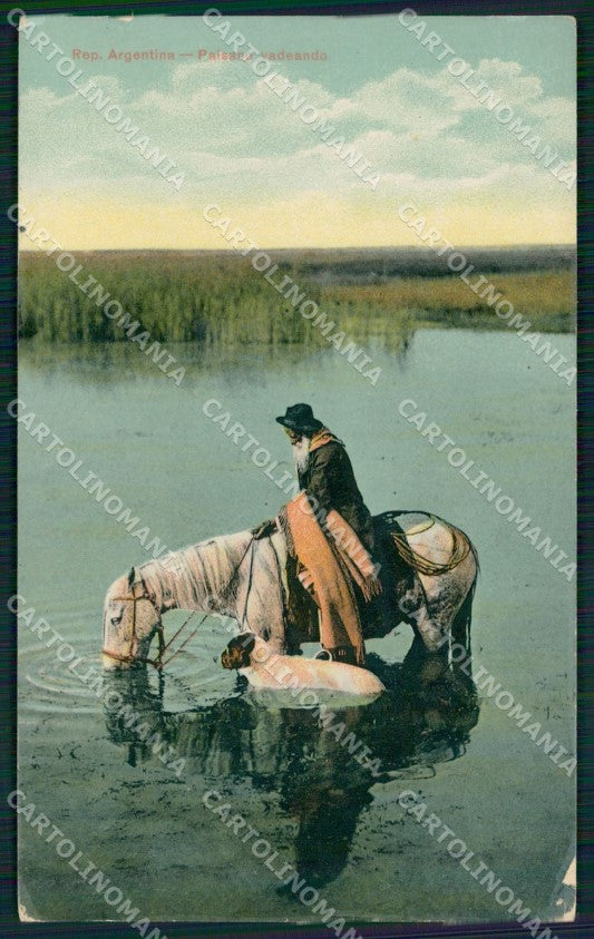 Peru Types Ethnic Paesano Vadeando postcard XP1674 – fronte