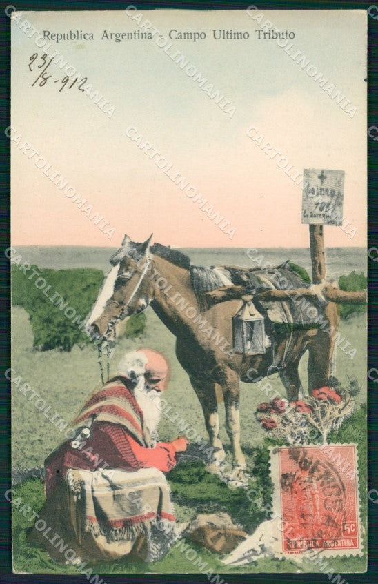 Argentina Types Ethnic Campo Ultimo Tributo postcard XP1788 – fronte