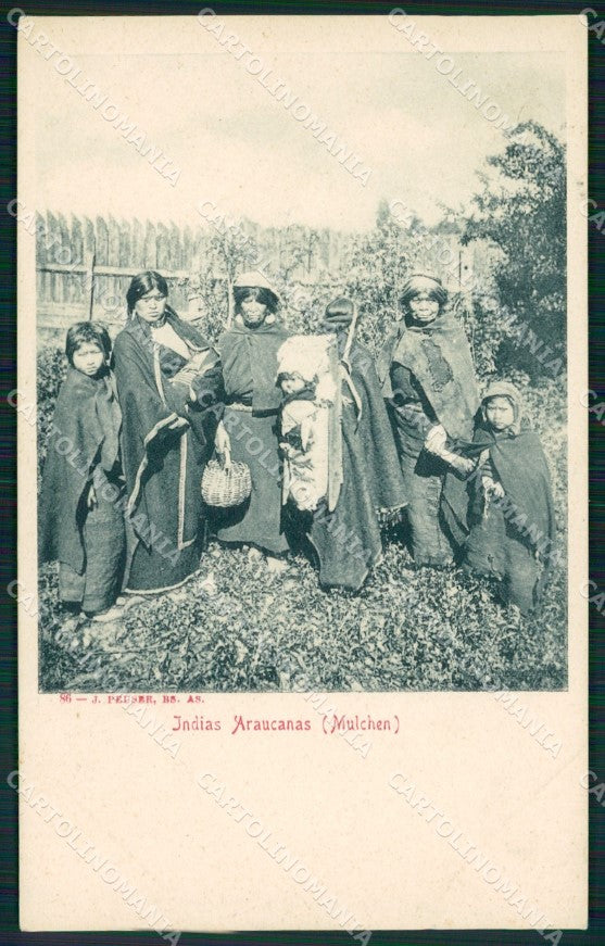 Argentina Types Ethnic Indias Araucanas Mulchen postcard XP1789 – fronte