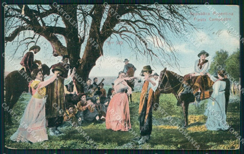 Argentina Types Ethnic Fiesta Campestre TEAR postcard XP1798 – fronte