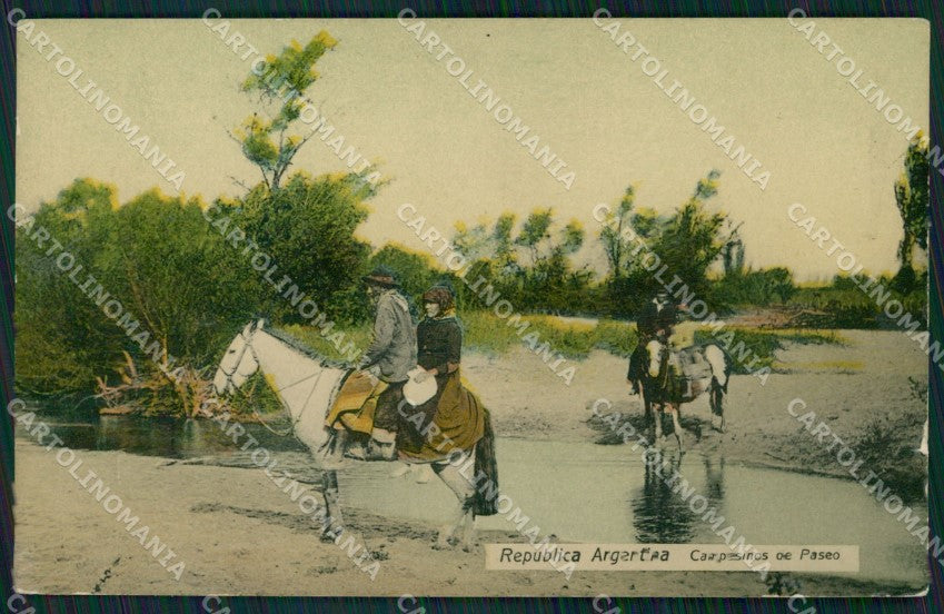 Argentina Types Ethnic Campesinos de Paseo postcard XP1805 – fronte