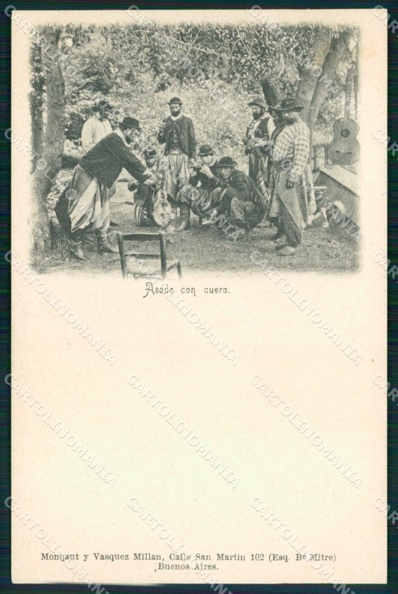 Argentina Types Ethnic Asado con Cuero postcard XP1809 – fronte