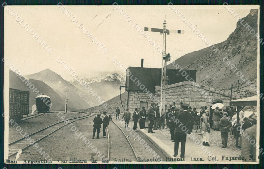Argentina Estacion Puente Inca Cordillera Andes ABRADED RPPC postcard XP1816 – fronte