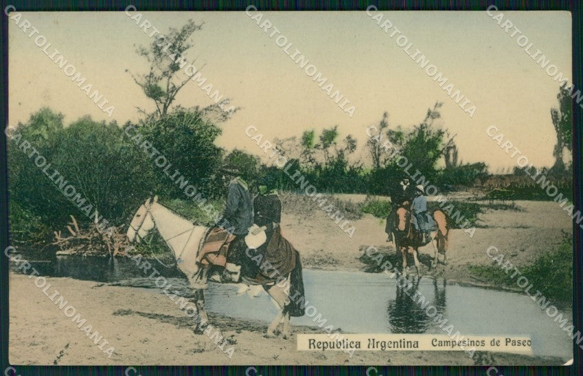 Argentina Types Ethnic Campesinos de Paseo RPPC postcard XP1818 – fronte