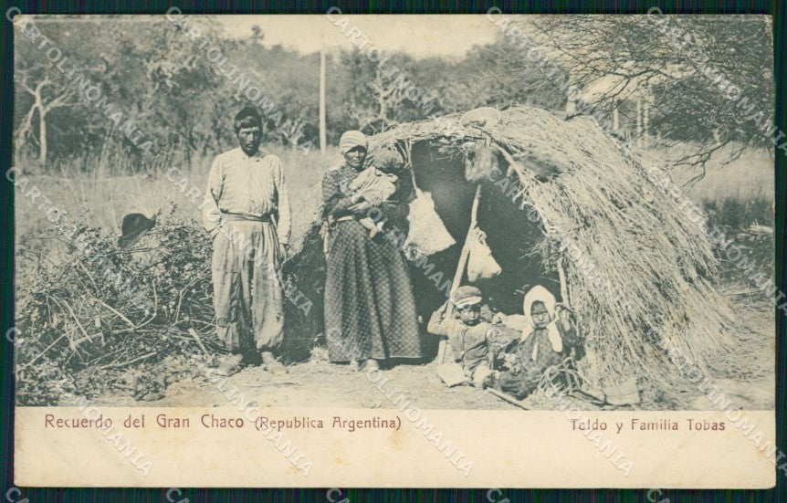 Argentina Types Ethnic Gran Chaco Toldo y Familia Tobas postcard XP1819 – fronte