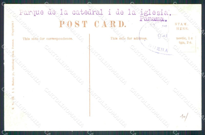 Panama Cathedral Park and Church ABRADED BACK postcard XP1842 – retro