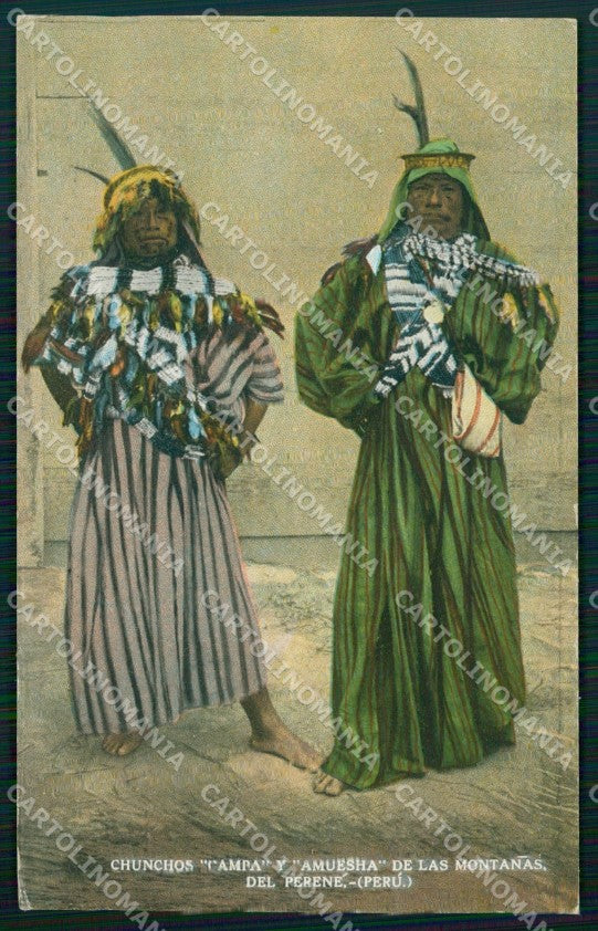 Peru Types Ethnic Chunchos Campa y Amuesha Montanas del Perene postcard XP1855 – fronte