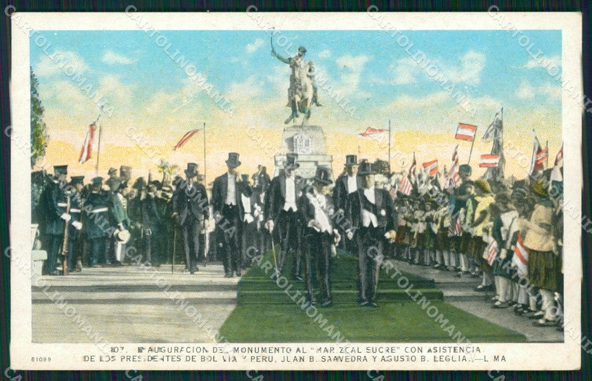 Peru Lima Inauguracion Monumento Marizcal Sucre postcard XP1872 – fronte