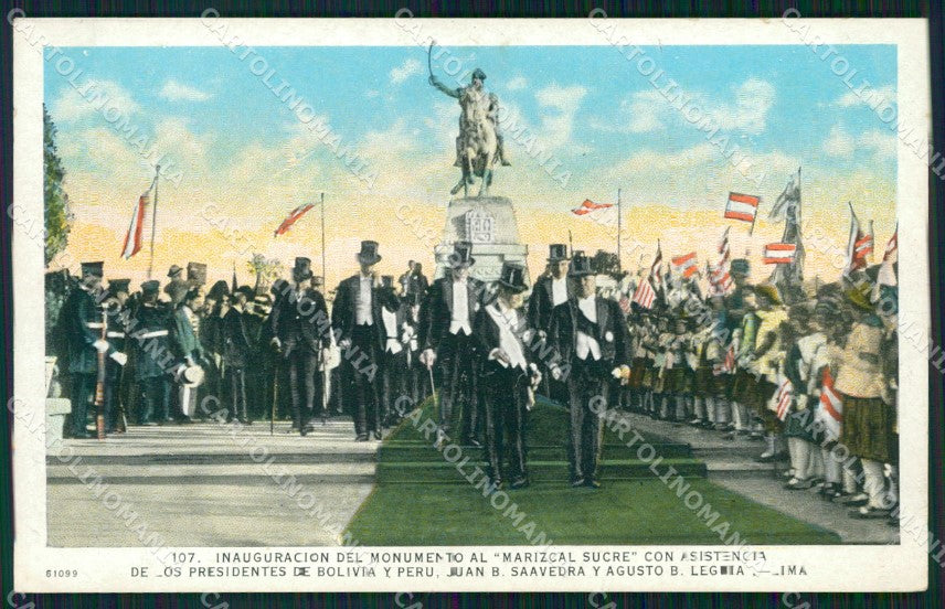 Peru Lima Inauguracion Monumento Marizcal Sucre postcard XP1873 – fronte