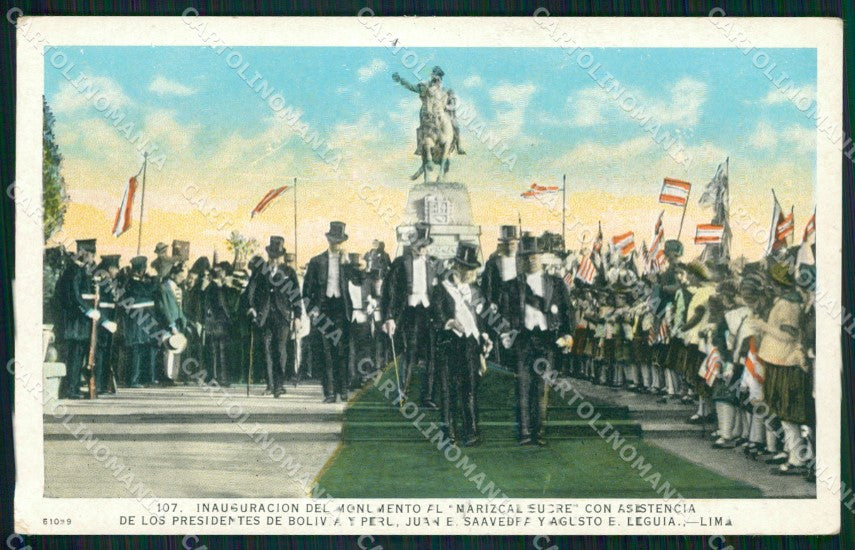 Peru Lima Inauguracion Monumento Marizcal Sucre postcard XP1878 – fronte