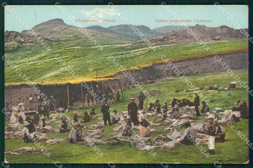 Peru Types Ethnic Chanocahua Indios Preparando Chalonas postcard XP1885 – fronte