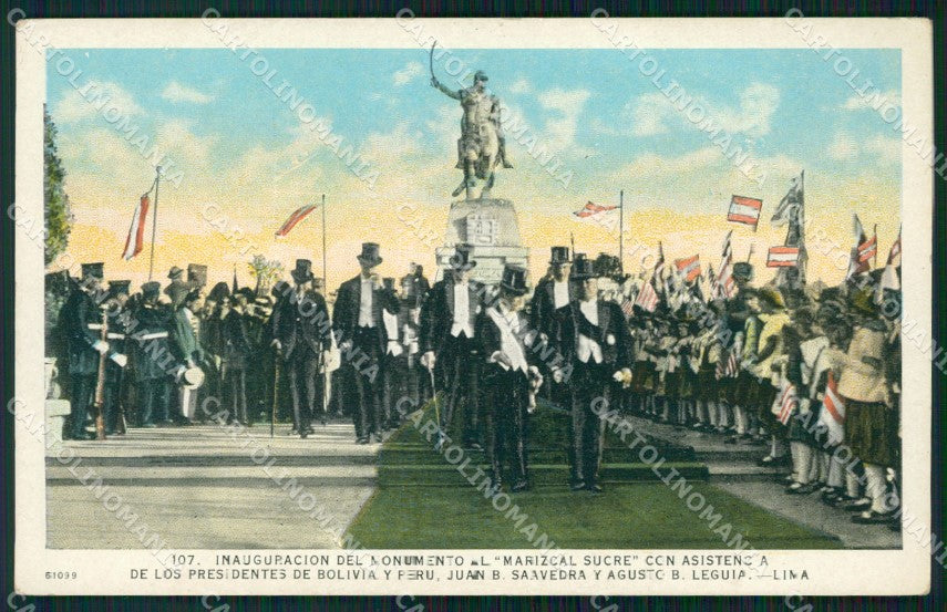 Peru Lima Inauguracion Monumento Marizcal Sucre postcard XP1890 – fronte