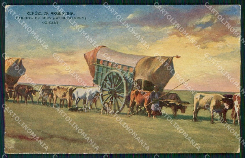 Argentina Carreta de Buey Da Buenos Aires a Valparaiso postcard XP1930 – fronte