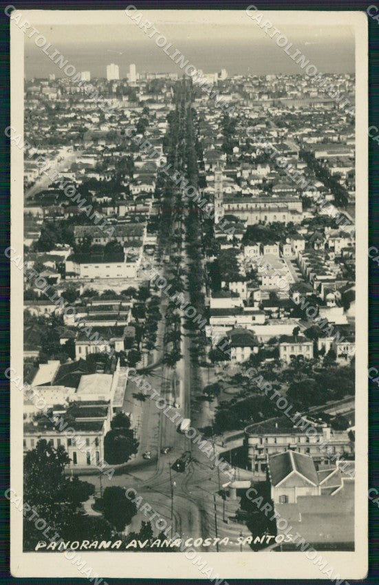 Brazil Santos Avenida Ana Costa RPPC postcard XP1959 – fronte