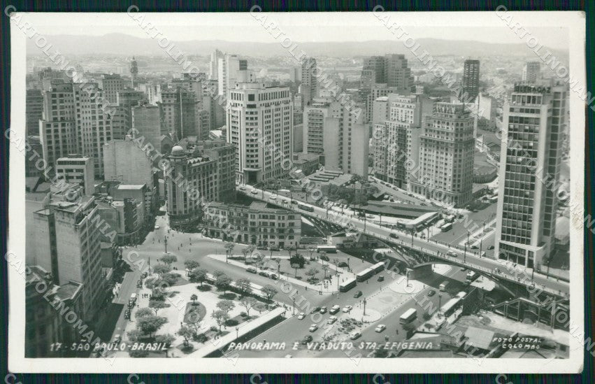 Brazil Sao Paulo Viaduto Santa Efigenia RPPC postcard XP1965 – fronte