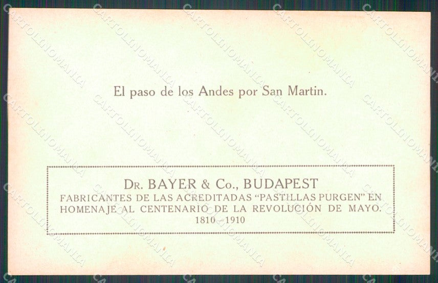 Argentina Revolucion de Mayo Centenario Budapest San Martin postcard XP2032 – retro