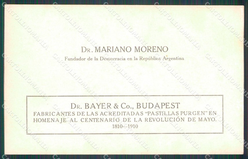 Argentina Revolucion de Mayo Centenario Budapest Mariano Moreno postcard XP2049 – retro