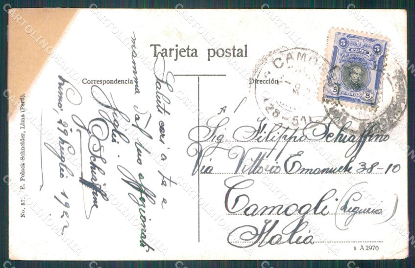 Peru Lima Puente Capelo REPAIRED postcard XP2131 – retro