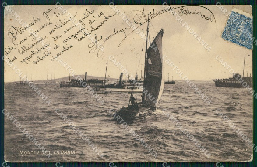 Uruguay Montevideo Bahia CORNER CREASED postcard XP2213 – fronte