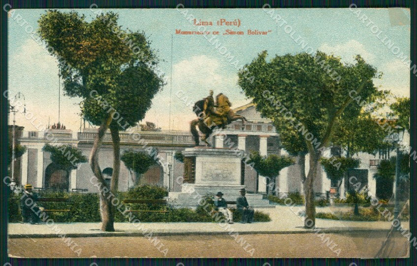 Peru Lima Monumento Bolivar REPAIRED postcard XP2215 – fronte
