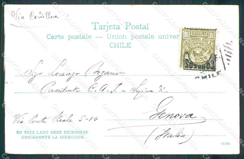 Chile Santiago F Mondini Alpinista Autografo Cerro Ramon postcard XP2218 – retro