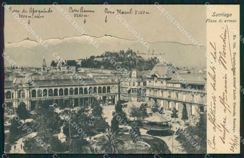 Chile Santiago Plaza de Armas F Mondini Alpinista Autografo postcard XP2246 – fronte
