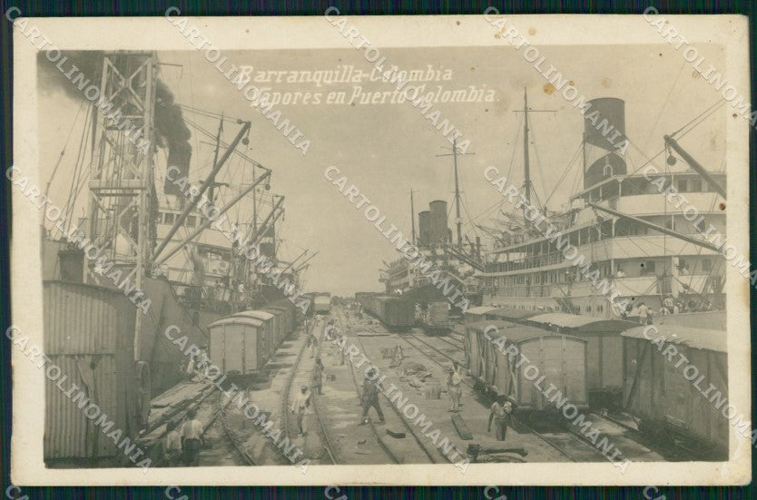 Colombia Barranquilla Vapores en Puerto RPPC postcard XP2311 – fronte