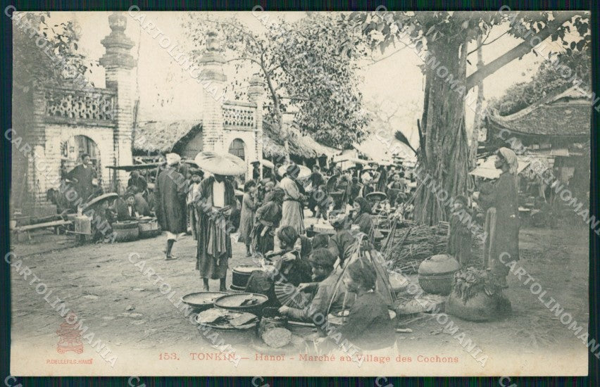 Vietnam Tonkin Hanoi Village des Cochons postcard XP2568 – fronte
