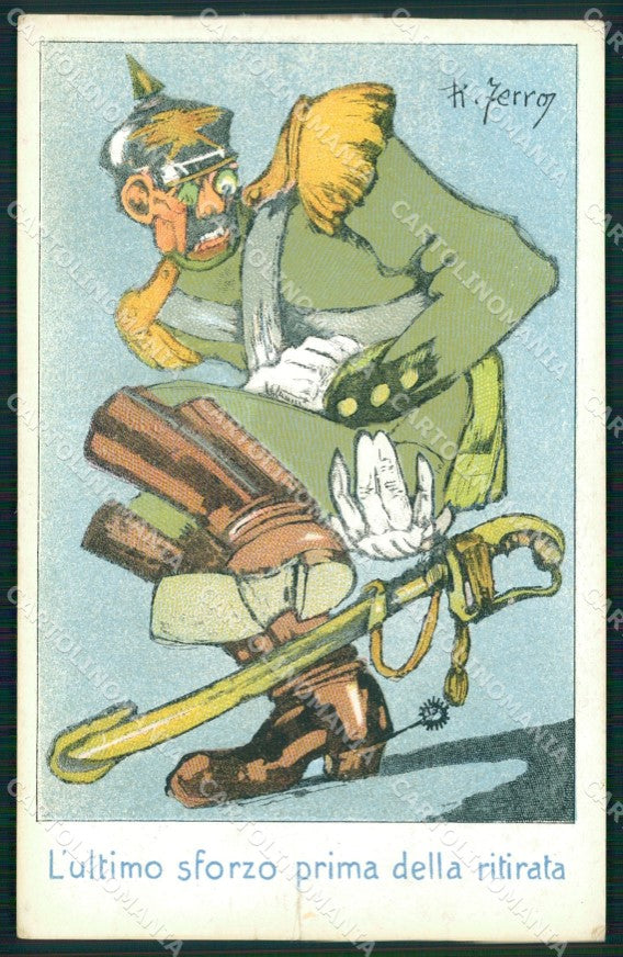 WW1 WWI Propaganda Kaiser Wilhelm Ferro TEAR postcard XP2834 – fronte