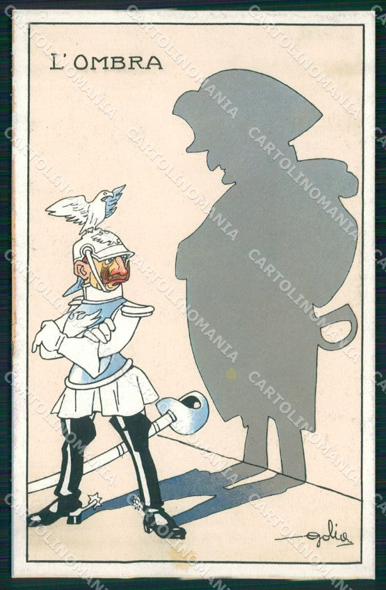 WW1 WWI Propaganda Kaiser Wilhelm Napoleon ABRADED postcard XP2922 – fronte