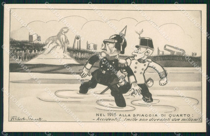 WW1 WWI Propaganda Kaiser Wilhelm Franz Joseph Quarto dei Mille postcard XP2955 – fronte