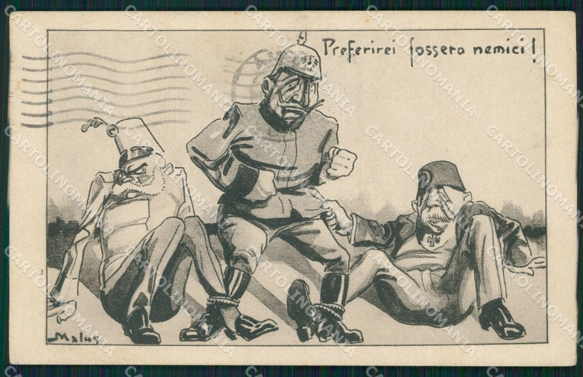 WW1 WWI Propaganda Kaiser Wilhelm Turkish Sultan CORNER CREASED postcard XP2956 – fronte