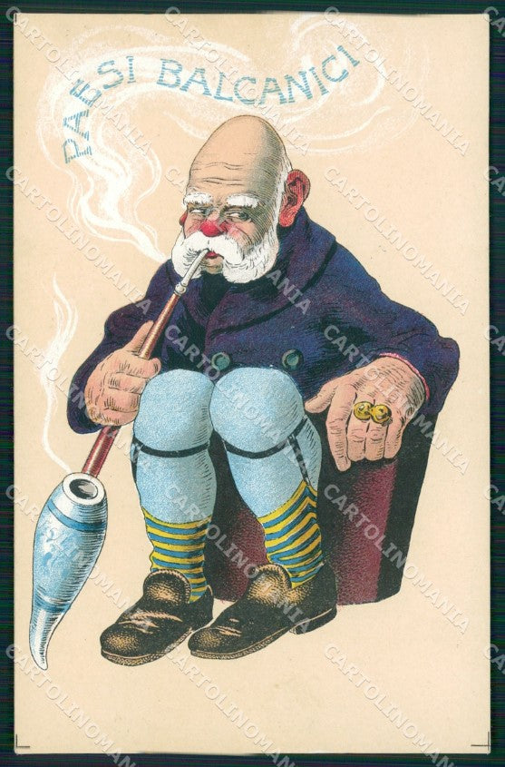 WW1 WWI Propaganda Kaiser Franz Joseph Smoking Pipe postcard XP3017 – fronte