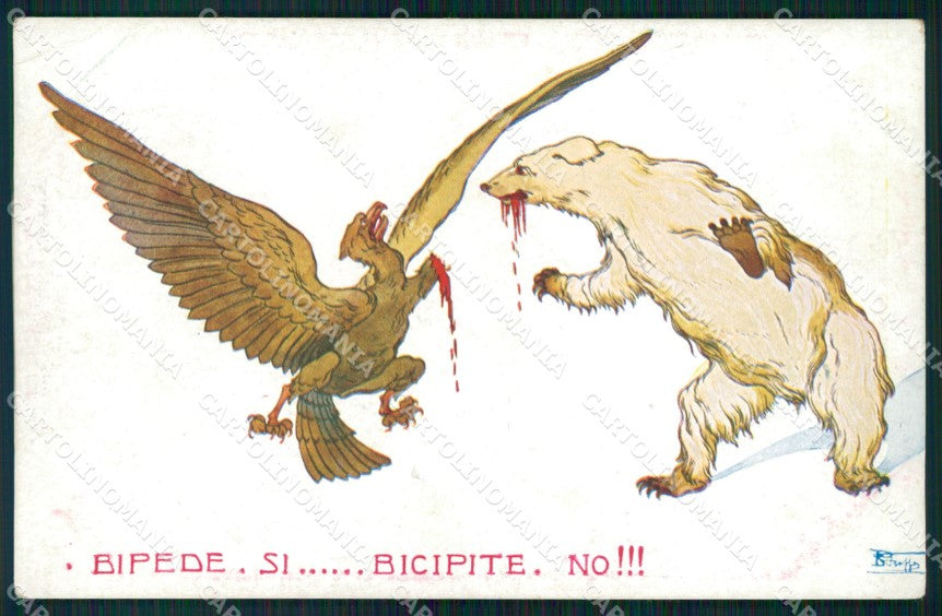 WW1 WWI Propaganda Russia Bear CORNER CREASED postcard XP3140 – fronte