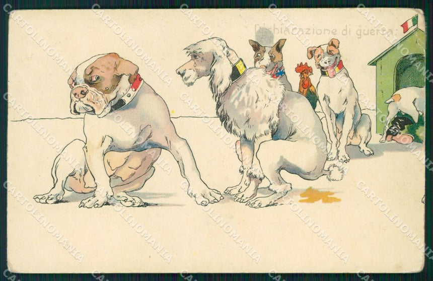 WW1 WWI Propaganda English Bulldog Poodle Dog postcard XP3179 – fronte