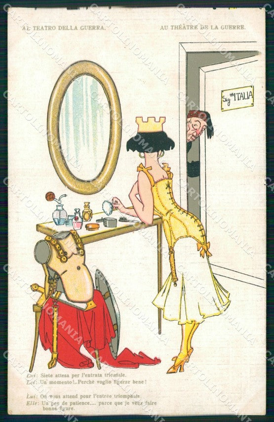 WW1 WWI Propaganda Make up Lady Powder Turkish Sultan postcard XP3184 – fronte
