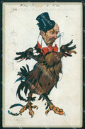 WW1 WWI Propaganda Rooster Codognato ABRADED postcard XP3207 – fronte