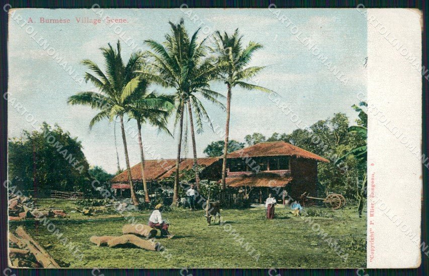 Myanmar Burma Village Scene Ethnic Types postcard XP3381 – fronte