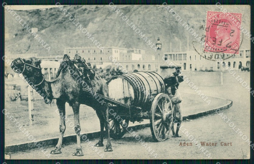 Yemen Aden Water Cart CREASED postcard XP3438 – fronte
