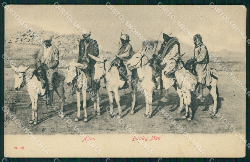 Yemen Aden Donky Men Ethnic Types postcard XP3441 – fronte