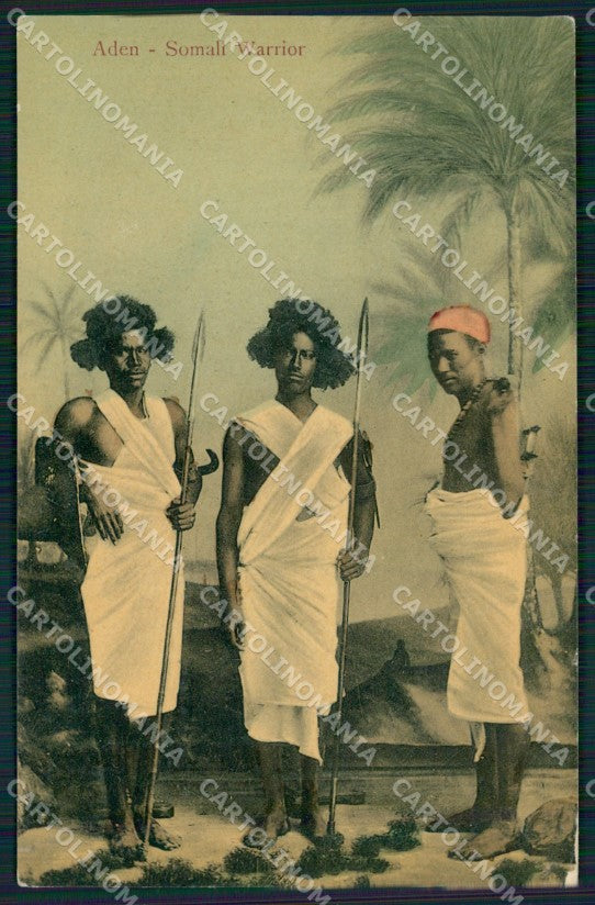 Yemen Aden Somali Warrior Ethnic Types postcard XP3444 – fronte
