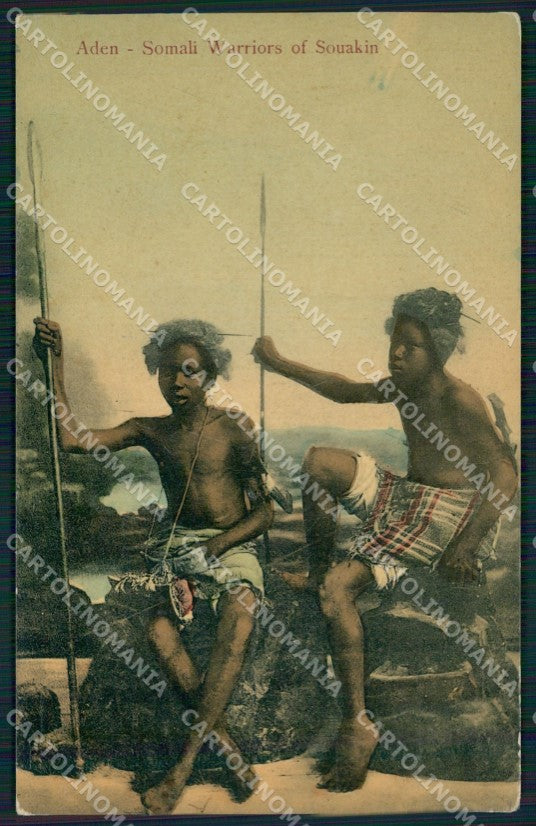 Yemen Aden Somali Warrior of Souakin Ethnic Types postcard XP3445 – fronte