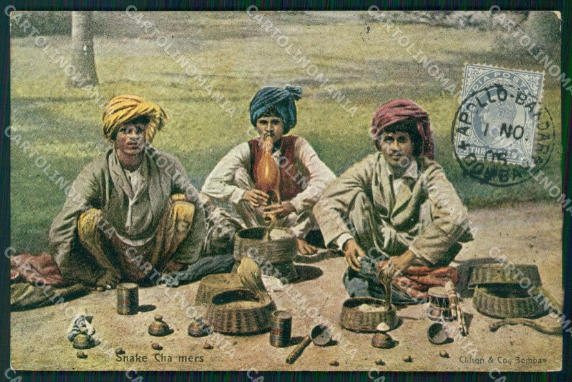 India Bombay Ethnic Types Snake Charmer postcard XP3476 – fronte