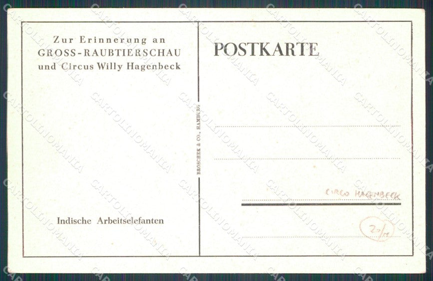Germany Circus Willy Hagenbeck Elephant postcard XP3509 – retro