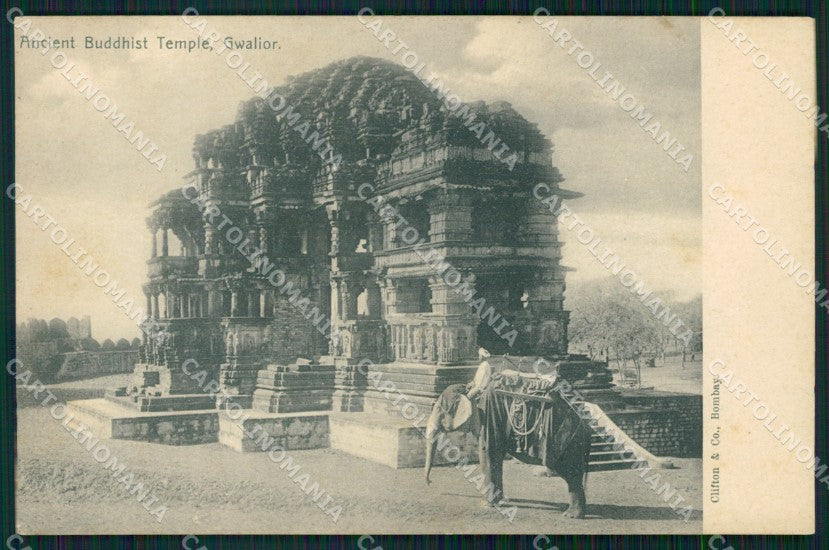 India Ancient Buddhist Temple Gwalior Elephant postcard XP3517 – fronte