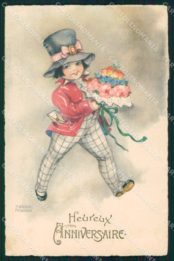 Artist Signed Hannes Petersen Child AK cartolina XP6782 – fronte