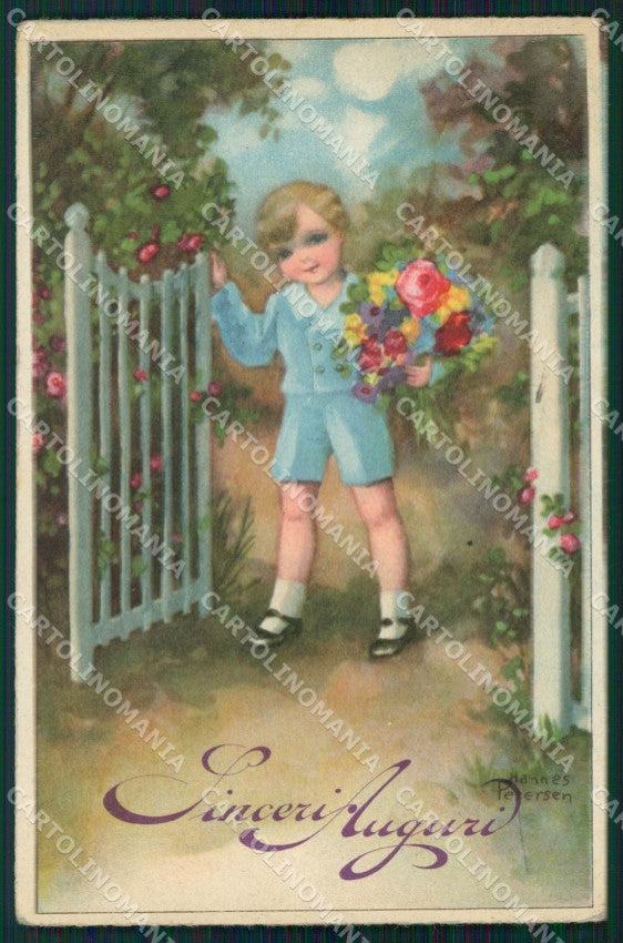 Artist Signed Hannes Petersen Child Degami PIEGHINA AK cartolina XP6785 – fronte