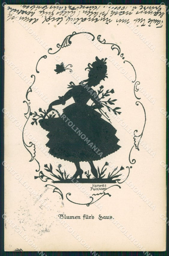Artist Signed Hannes Petersen Silhouette AK cartolina XP6825 – fronte