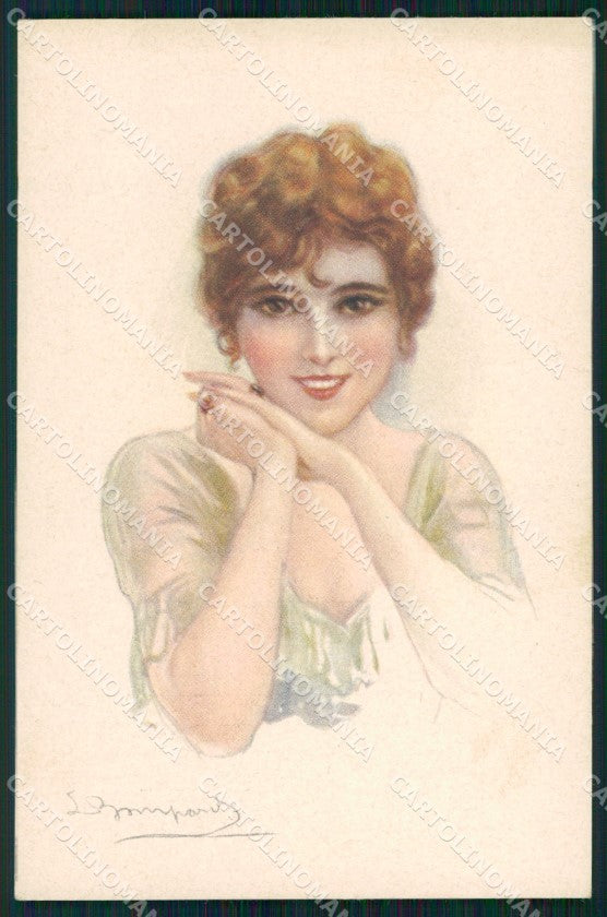 Artist Signed Sergio Bompard Glamour Lady serie 955-6 AK cartolina XP6845 – fronte