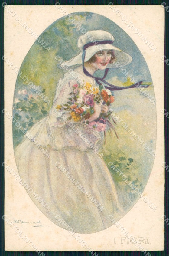 Artist Signed Sergio Bompard Glamour Lady serie 907-3 GRINZE AK cartolina XP6852 – fronte